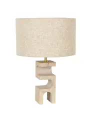 Forma 1 Light Table Lamp in Travertine with Natural Linen Shade
