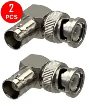 2x Pcs BNC Male to Female Right Angle 90° Coax RF Adapter Connector CCTV Camera