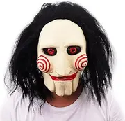 The Puppet Mask,Saw Cosplay Jigsaw Dress Up Mask Costume,Halloween Latex Scary Mask with Hair
