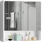 Cabinets Wall-Mounted Mirror, Mirror Cabinet, Bathroom Mirror with Shelf, Wall-Mounted Storage Cabinet, Bathroom Cabinet Combination, Waterproof Mirror Box (White 70 * 60 * 13cm)