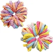 Pack of 100 Girls' Non-Metallic Elastic Hair Bands, Small Colourful Cotton Hair Bands, Multicoloured Hair Accessories, Mini Hair Accessories, Small Elastic Hair Bands, Ponytail Clips (Multi-Colour)