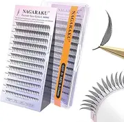 NAGARAKU Spire Shaped Eyelashes Extensions Air Series Premade Volume Lashes 0.07mm D Curl 8mm-15mm Mix Length 240 Clusters Wet Set/Anime/Manga Styles Lashes