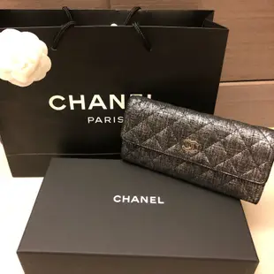 二手 香奈兒銀絲皮夾 CHANEL 經典菱格紋 限定款