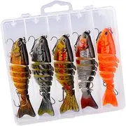 RNXRZANK Set of 5 Bionic Swim Baits with Hooks for Fishing
