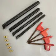 4pcs 7 8 10 12 mm Lathe Turning Tool Holder Boring Bar DCMT070204 Inserts Set