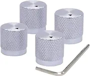 Taiss/ 4pcs Silver color Aluminum Rotary Electronic Control Potentiometer Knob For 6 mm Diameter Shaft, Volume Control Knob, Audio knob, Guitar Knob，Switch Knob, 17mm dia. x 17mm height