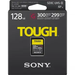 【SONY 索尼】SF-G128T SD SDXC 128G/GB 300MB/S TOUGH UHS-II 高速記憶卡(公司貨 C10 U3 V90 支援4K 錄影)