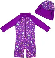 [upandfast] Baby Girls' Swimwear Sunsuits One Piece Swimsuits with Sun Hat UPF 50+ Sun Protection Toddler Bathing Suits