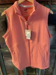 Puma Women’s Coral Cloudspun Full Zip Golf Vest Womens Size Large New With Tags