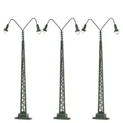 3pcs Model Railway HO Scale 1:87 Two-heads Lights Lattice Mast Lamp Track Light