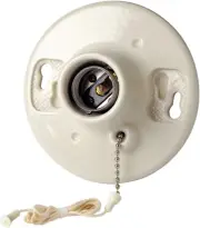 One-Piece Glazed Porcelain Outlet Box Mount, Incandescent Lampholder, White