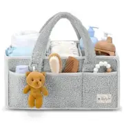 Baby Diaper Caddy Organizer with Handle - Portable Sherpa Nursery Basket - Ca...