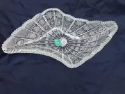 VINTAGE BOHEMIA QUEEN LACE HAND CUT 24% LEAD CRYSTAL DIAMOND PLATE 14" NIB