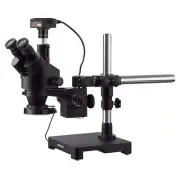 AmScope 7X-45X Trinocular Stereo Zoom Microscope Boom + 144-LED + 10MP Camera