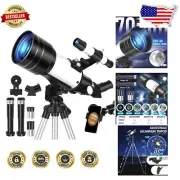 Lightweight Travel Telescope 70mm Aperture with Adjustable Tripod & Barlow Lens