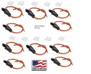 12 GAUGE ATC FUSE HOLDER IN-LINE (10 PC) + (10 PC) 25 AMP FUSE Made in USA