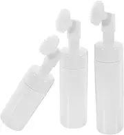 ARTSEWPLY 3pcs Portable Pump Bottles Multi Function Empty Foaming Dispenser with Brush for Travel Toiletries Shampoo and Cleanser Storage