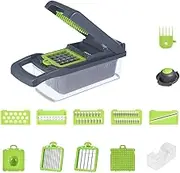 SOVYOULIVE 15-in-1 Manual Vegetable Chopper & Mandoline Slicer, Versatile Veggie Cutter with Container, Spiralizer, and Food Chopper for Onion Salads & More