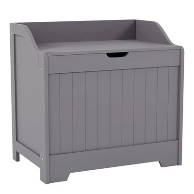 Modern Bathroom Laundry Cabinet Storage Bin Chest Basket Box Furniture Grey