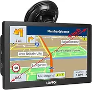 [LOVPOI] Truck GPS Commercial Drivers 2025, Trucker Car GPS Navigator, 9 inch Navigation System with Lifetime Map Updates, Voice Assistant, Speed Limit Warnings