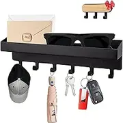 Key Holder for Wall,Key Hooks for Wall Decorative,Mail Organizer and Key Holder with Tray,Key Rack Wall Mounted with 6Hooks for Hallway,Entryway,Kitchen,Bathroom,Key Hanger with 2 Installation Ways