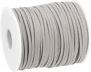 uxcell Suede Cord, 49.21 Yards 2.6mm Flat Leather Thread String for Purse Handbag Shoelace DIY Crafts Bracelet Making, Light Gray 1 Roll