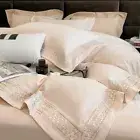 Cotton Bedding Set Elegant embroidery Quilt Duvet Cover Pillowcase Flat Sheet