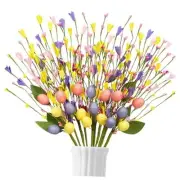 10PCS Easter Decorations Eggs Berry Stems Spring Artificial Picks Decor for