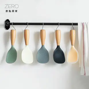 ZERO原點居家 可立式木柄飯勺 木柄飯匙 矽膠飯勺 矽膠飯匙 不傷鍋 不沾飯勺 不沾飯匙