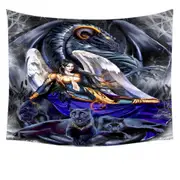 Cool Fantasy Warrior Angel Dragon and Panthers Tapestry