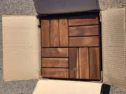 10pcs Deck Patio Tile Interlocking Wood Flooring Pavers Tiles Outdoor 12''x 12''