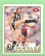 1996 COLLINGWOOD MAGPIES AFL SELECT STICKER #49 NATHAN BUCKLEY