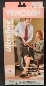 VENOSAN COMPRESSION STOCKINGS 20-30 mmHg LARGE, CLOSED TOE, BEIGE, BELOW KNEE