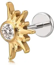 [limerencia] F136 Pure Titanium Earring Hypoallergenic Piercing Jewelry,Flat Back Earring Internally Threaded Stud Earring 18g for Cartilage/Tragus/Helix/Conch/Nose/Lip(1pc)