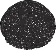 Starry Divination Constellation Print Shower Cap For Women Men Reusable Lightweight Soft Bath Hair Cap With Elastic Band