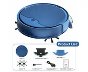 3 IN 1 Robot Vacuum Cleaner Sweep Wet Mopping Carpet Floors Smart APP WIFI-Blue