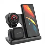 15W 3in1 Qi Wireless Fast Charging Charger Stand for Samsung Galaxy Watch 7/6/5/4/3/Active Galaxy S25/S24/S23/S22/S21 Ultra /Note Z Fold /Flip Buds