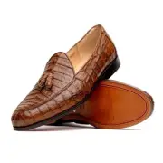 NEW Marco Milano Fashion Dress Shoes Exotic Crocodile Leather Bianchi Cognac
