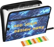 Custom Expandable Folders 13 Pockets A4 Letter Size Customizable Receipt Organizer with Zipper Closure for Classroom Home Office Travel Lightening Blue Nature carpeta de