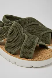 Oruga Green textile sandals for women