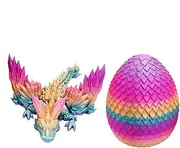 Printed Dragon Egg,Realistic Crystal Dragon Toys - Movable Joints Relieve Stress Articulated Dragon Home Decor Fidget Toy