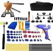 CHUCII Paintless Dent Repair Kit 97pcs, Auto Body Repair Tool Kit with Adjustable Golden Lifter, Double Pole Bridge Car Dent Puller, Extra Glue Tabs, Suction Cup, Reusable Dent Removal Kit (77pcs)