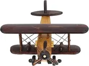 NOLITOY Retro Vintage Wooden Airplane Biplane Model for Boys and Girls Aircraft Decor Rustic Ornament Collectible Toy for Home