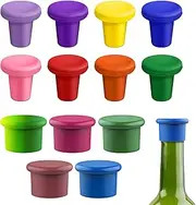 Yauhar 13Pcs Reusable Silicone Wine Corks Assorted Color Set, Glass Bottle Sealer Stoppers for Decanter Wine Beer Beverages Champagne to Keep Wine Fresh