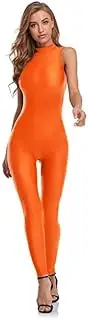 [Bciopll] Womens Turtleneck Gymnastics Jumpsuits Female Spandex for Unitards Skinny Rompers Zipper Full Lenght Wear