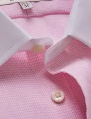 Hawes & Curtis Non-Iron Pink & White Dogtooth Extra Slim Shirt with White Collar & Cuffs Size: 15.5" collar, 34" sleeve