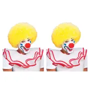 2PK Afro Clown/Sports Wig Adult Dress Up Costume Hair Accessory Bright Yellow