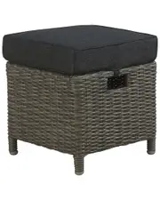 Alaterre Asti All-Weather Wicker Outdoor 15In Square Ottomans With Cushions, Set Of 2