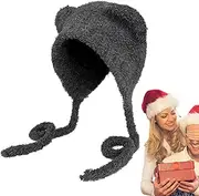 BUNIQ Bear Hat with Ears | Cute Knitted Beanie with Plush Ear Protection | Bear Hat to Keep Warm Friends Family Colleagues Women