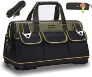 15-Inch Wide Mouth Tool Bag with Water Proof Molded Base，Wide Mouth Tool Tote Ba